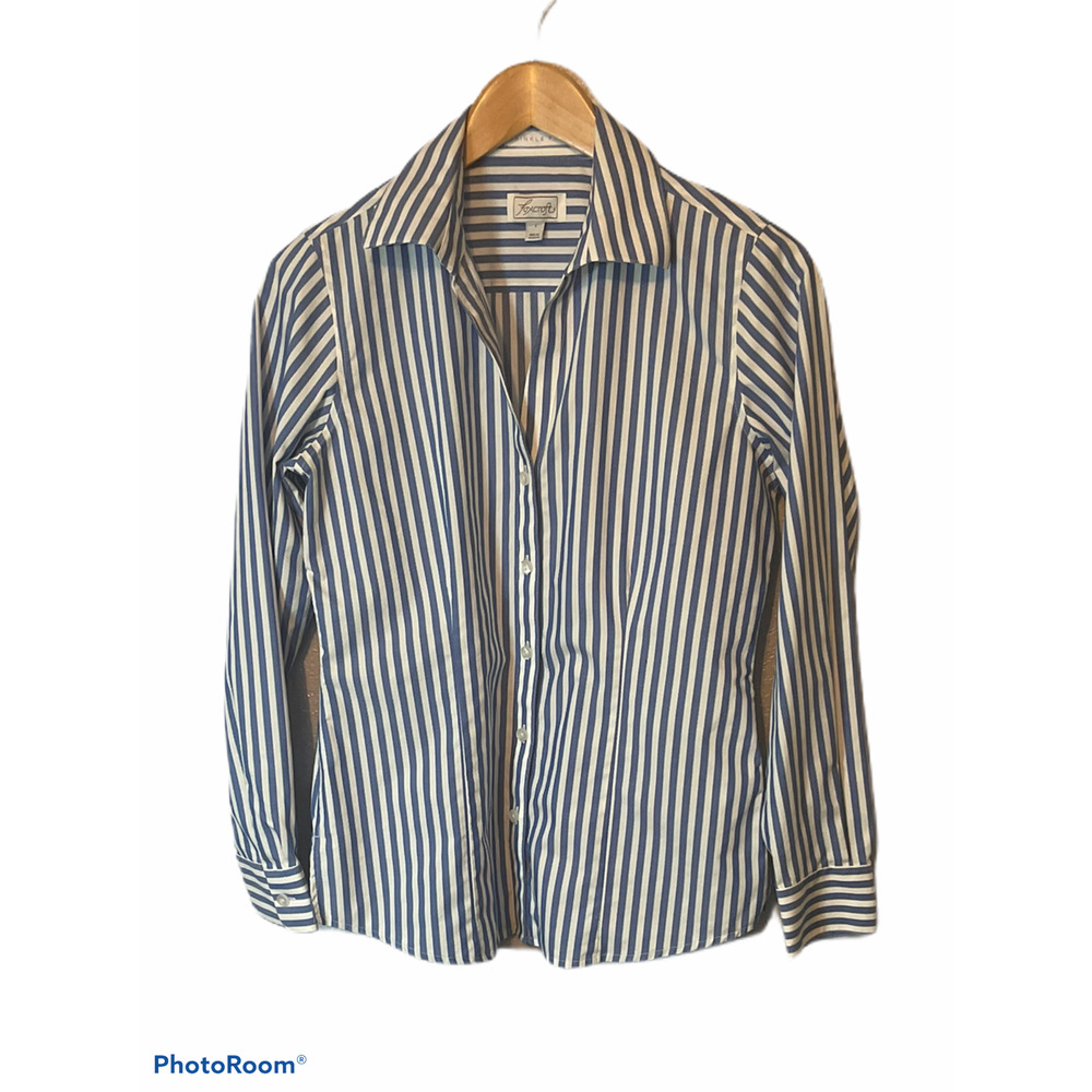 Foxcroft blue & white striped shirt S